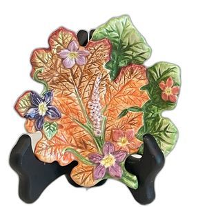 Vintage Fitz & Floyd Classics Woodland Spring Leaf Decor Plate/Trinket Dish 5"